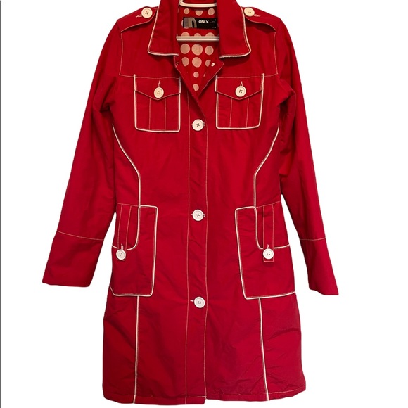 ONLY Brand Stylish Red Trench Coat - Picture 1 of 15